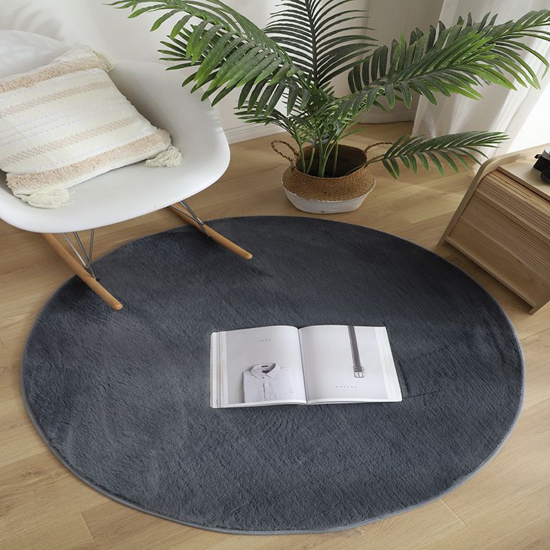 Tapis intérieur rond classique tapis de couleur unis en polyester