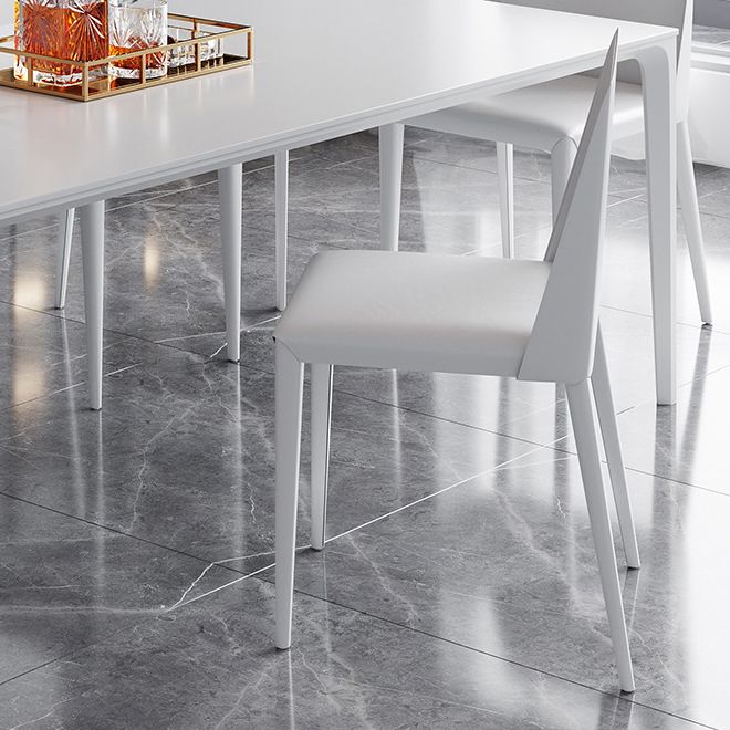 Metal Contemporary Rectangular Table White Sintered Stone Dining Table with 4 Legs