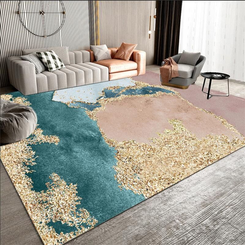 Veelkleurig eenvoud tapijt polyester inkt rendering tapijt onderhoudsvriendelijk tapijt voor huisdecoratie