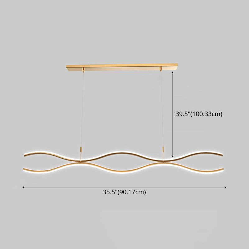 2 Light Linear Island Chandelier Modern Pendant Lighting Metal Island Lights