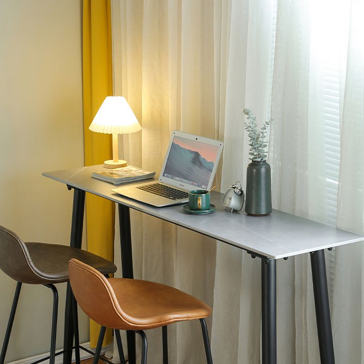 Industrial Rectangle Bar Dining Table Stone Top Bar Table with 4 Legs