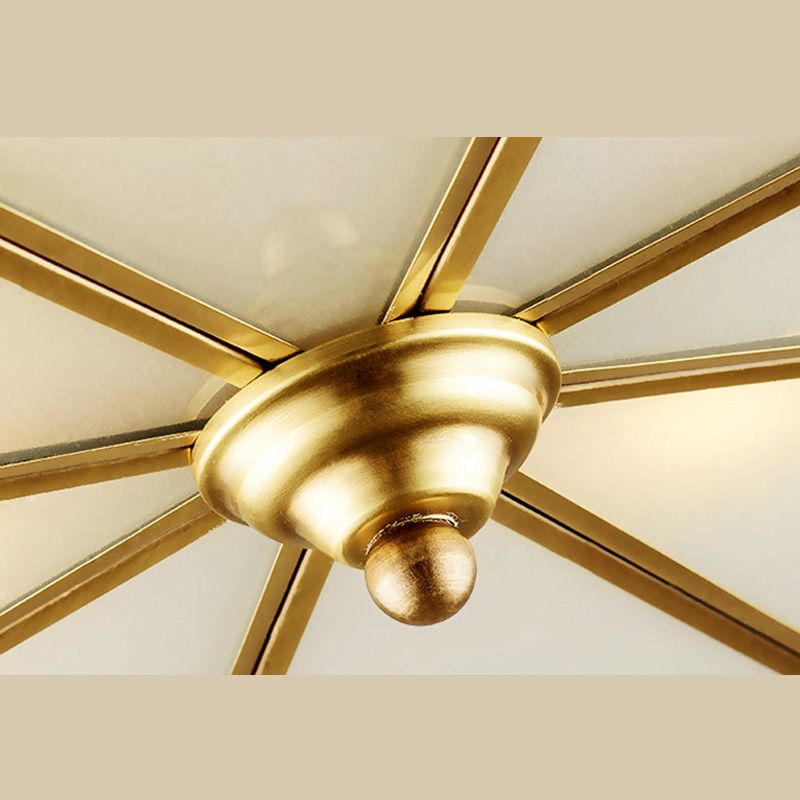 Brass Shaded Ceiling Mounted Fixture Traditional Bedroom Close to Ceiling Chandelier