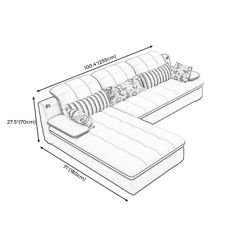 Contemporary Pillow Top Arm Sofa with Storage Bag Adjustable Backrest Sofa