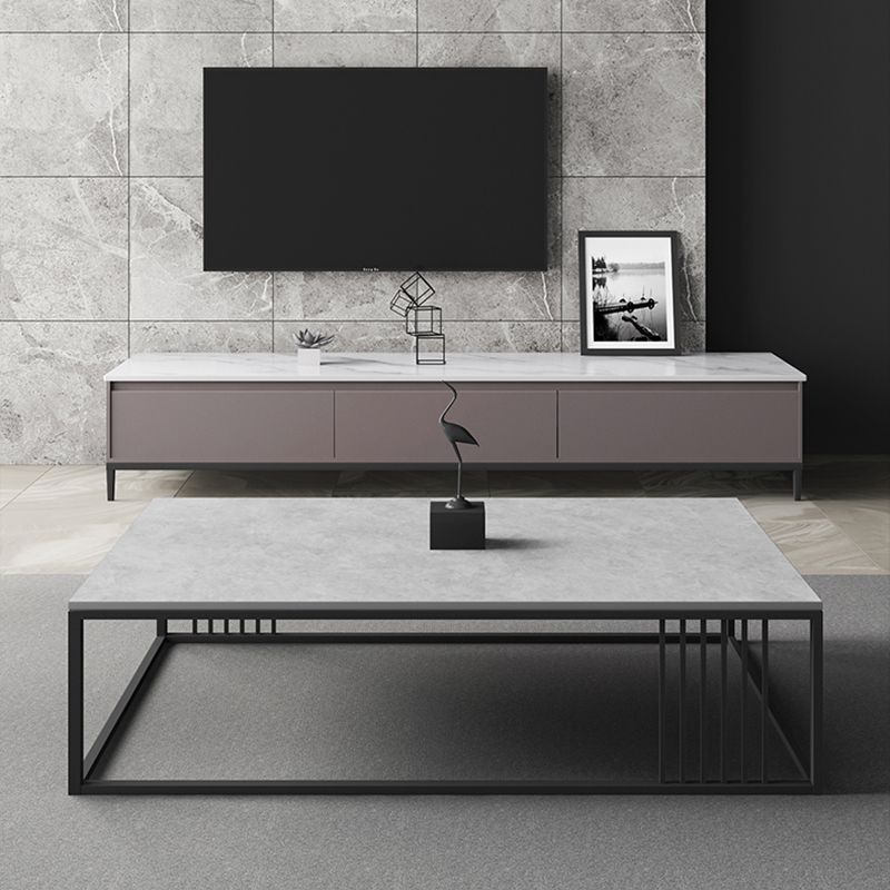 Single Coffee Table Slate Rectangular Coffee Cocktail Table Light Grey