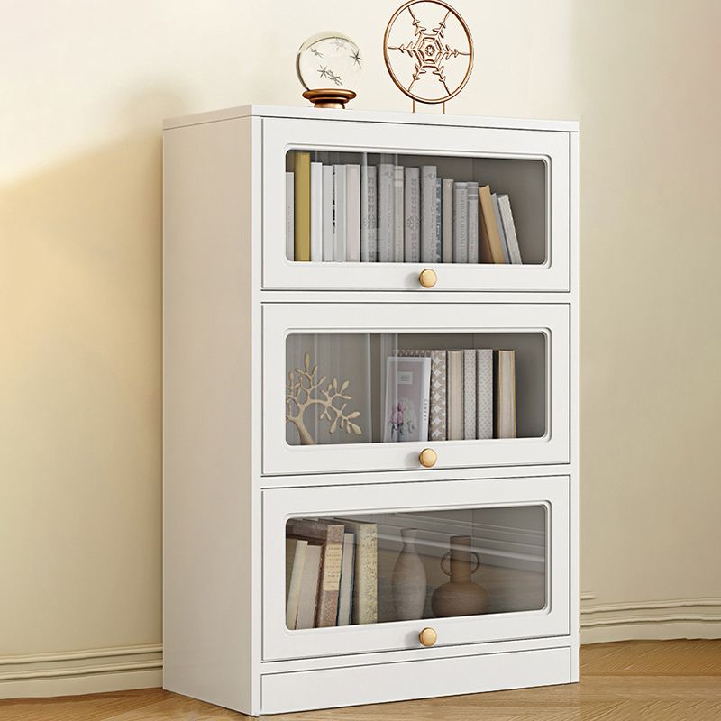 Modern Engineered Wood Bookshelf Standard Closed Back Bookcase with Doors