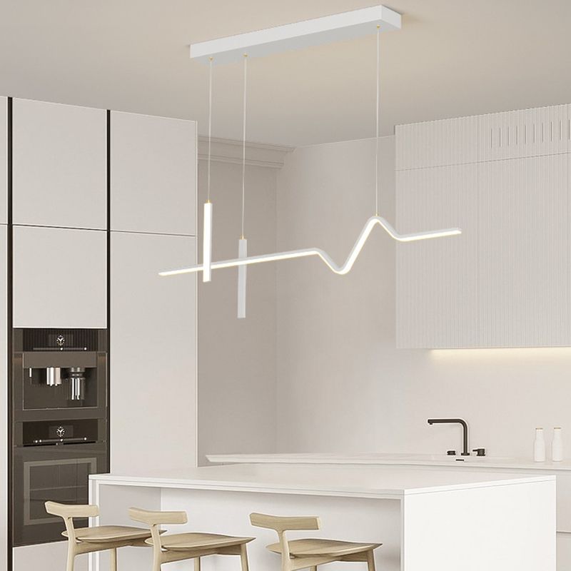 Linear Modern 3 - Light Ceiling Pendant Fixture in Matte LED White Kitchen Island Fixture