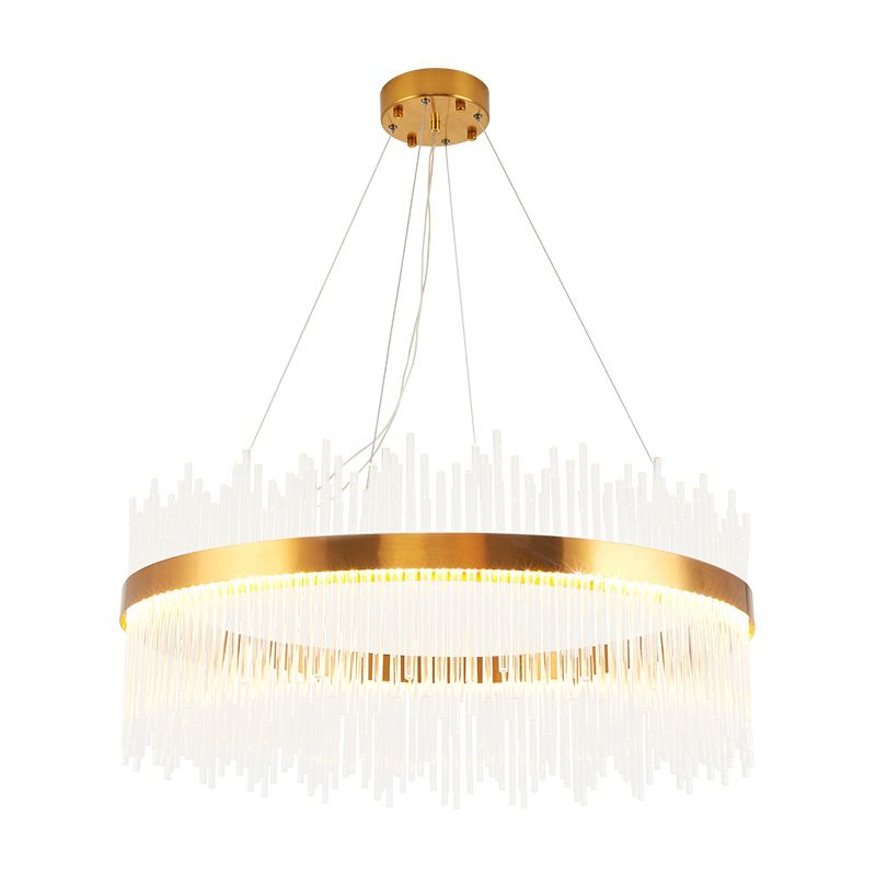 Contemporary Geometric Island Lighting Crystal Rod 1 Light Chandelier Lighting Fixtures