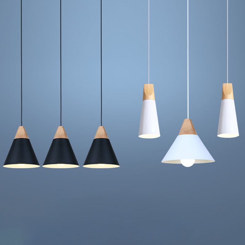 Polished Aluminum Macaroon Style Hanging Lamp 1-light Wooden Simplicity Lighting Fixture with 47" Adjustable Suspension Wire