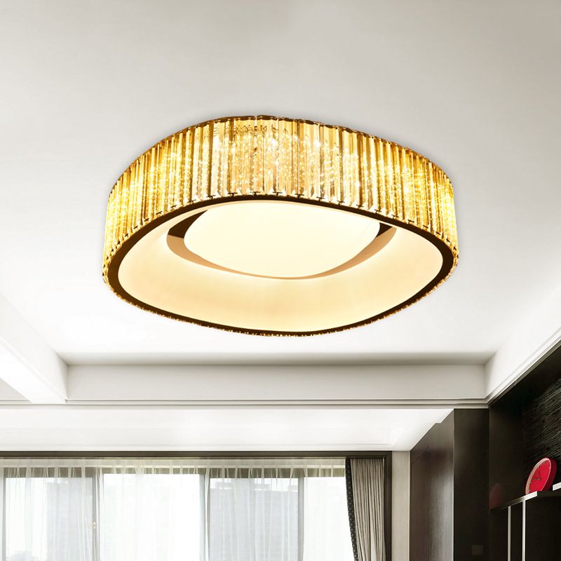 Crystal Prisms Squared Flush Mounted Lamp Minimalist LED White Flushmount Light for Bedroom