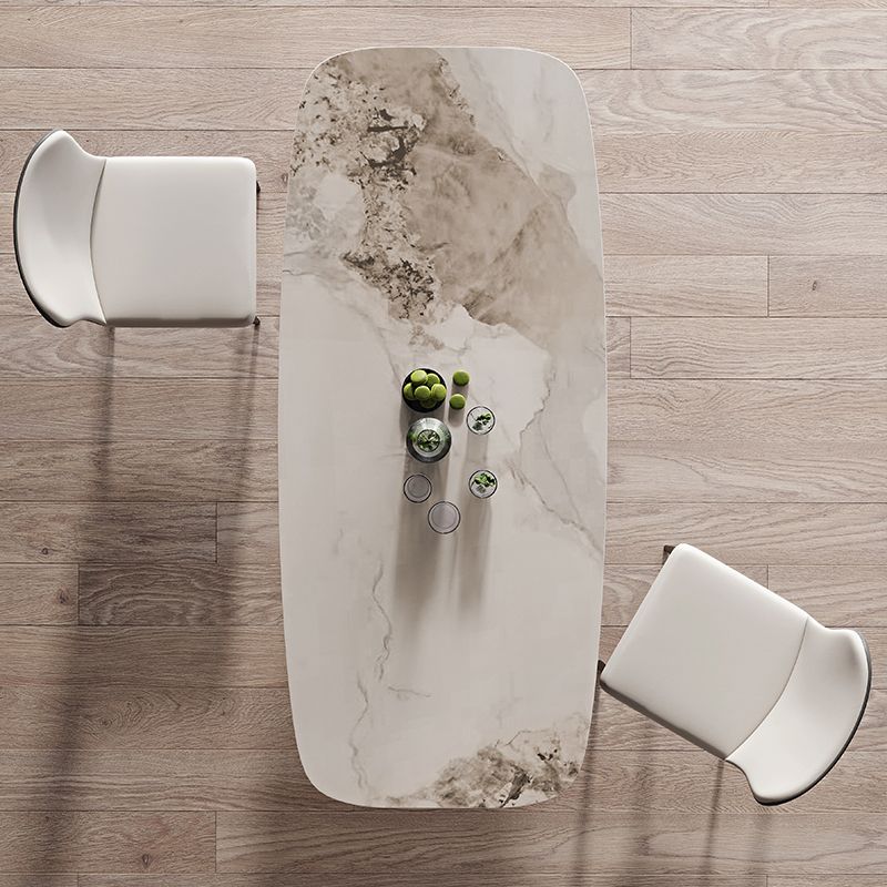 dern 1/2/3/5/7 Pieces Dining Set Sintered Stone Dining Table Set with Leather Chairs