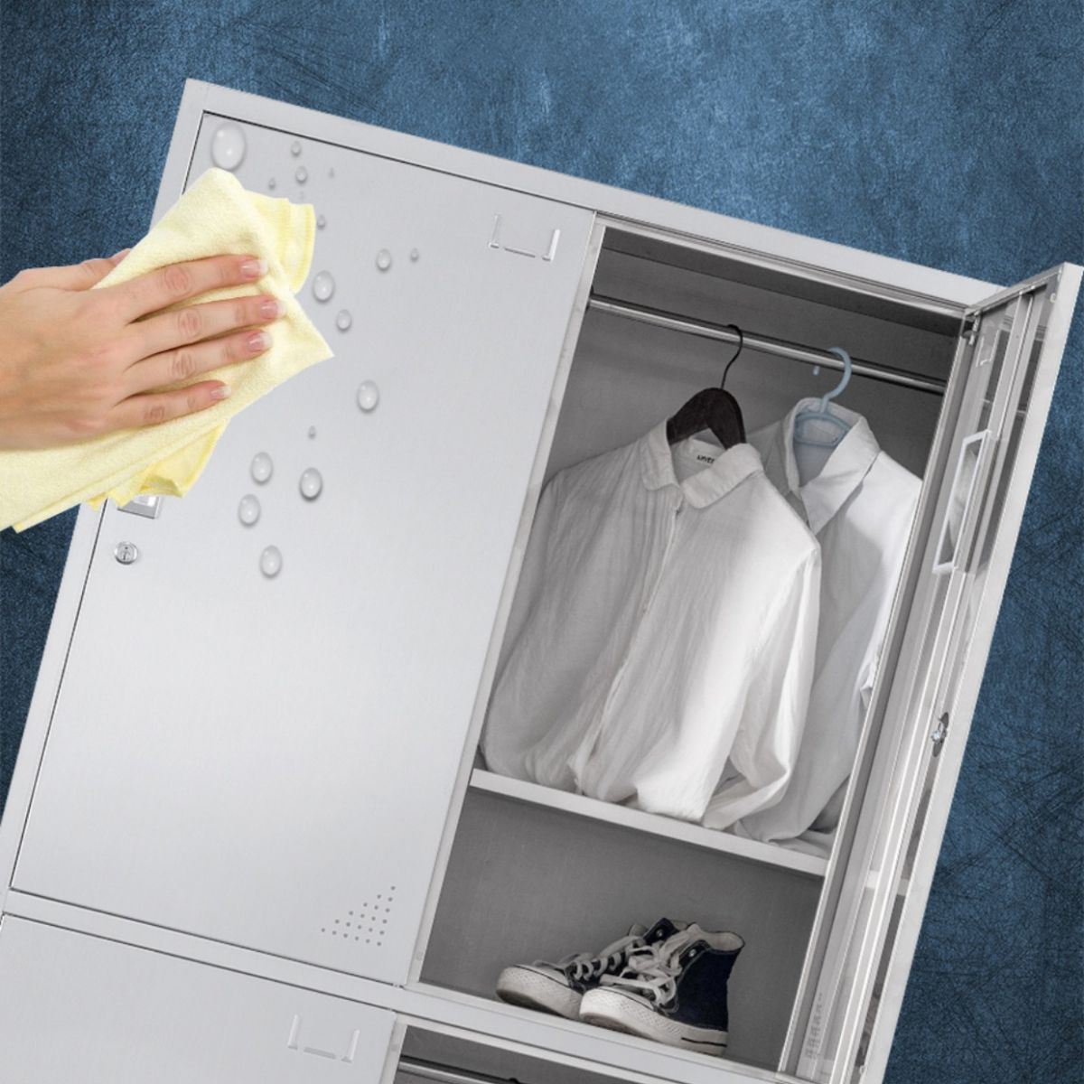 Contemporary Steel Indoor Cabinet Silver Storage Cabinet with Hinged Doors