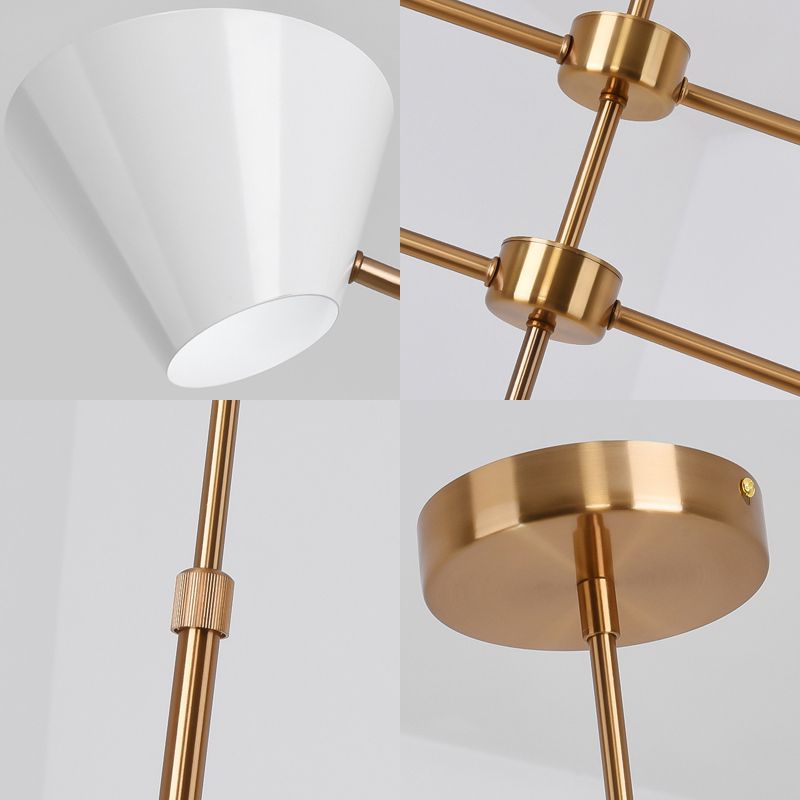 Zweig Metall Kronleuchter Licht moderne 3 Lichter Gold Hanging Deckenleuchte mit klarem Glaskegelschatten