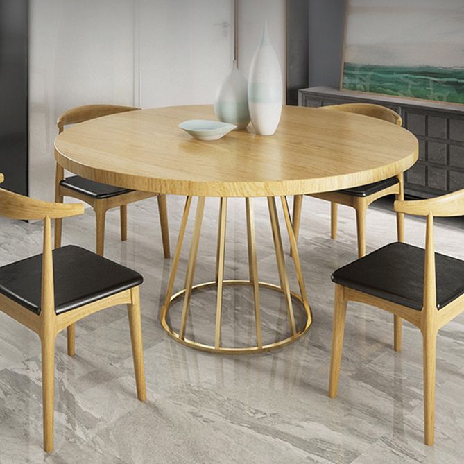 Eigentijdse ronde houten tafel Standaard hoogte eettafel met voetstuk