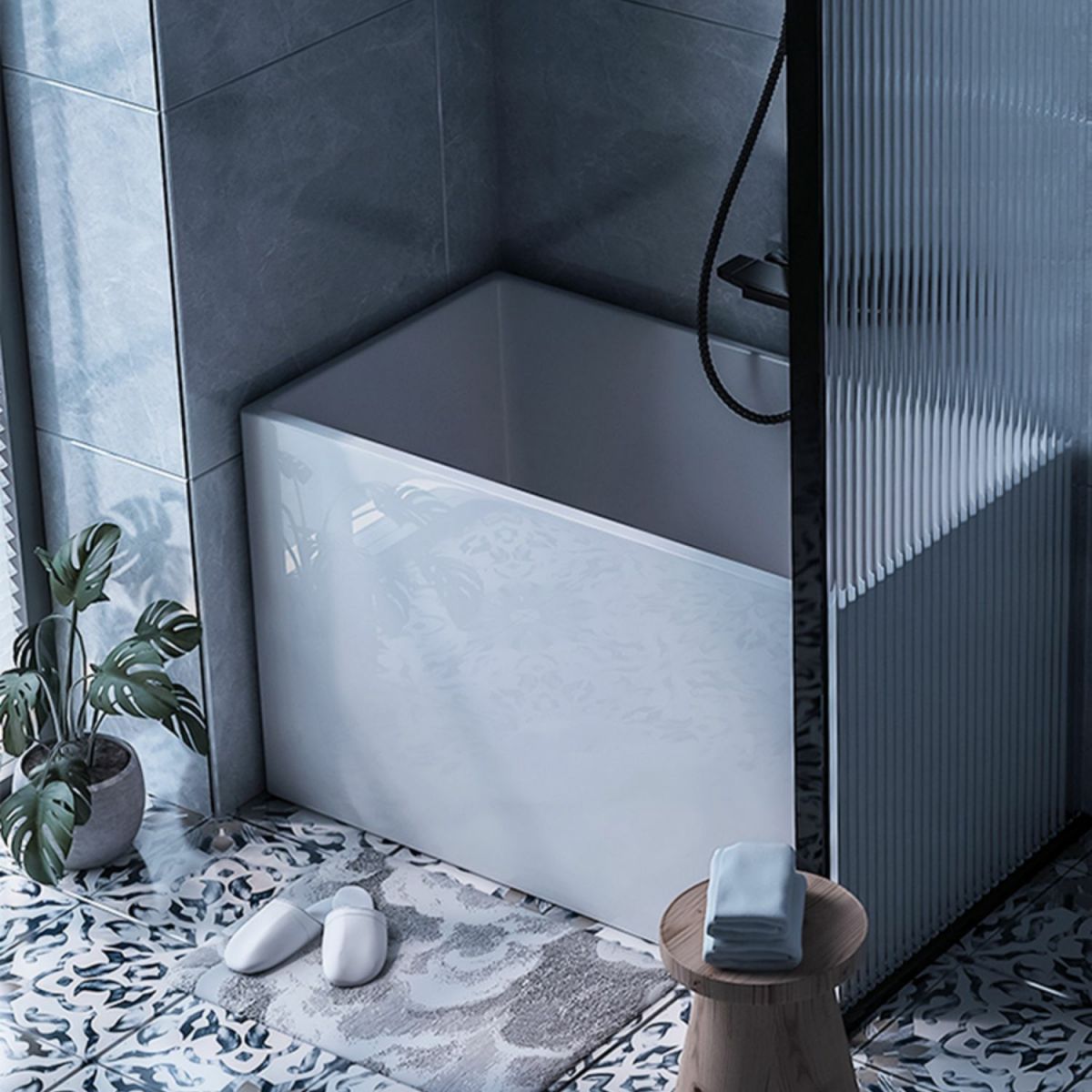 Acrylic Soaking Bathtub Antique Finish Back to Wall Bath Tub (Board not Included)