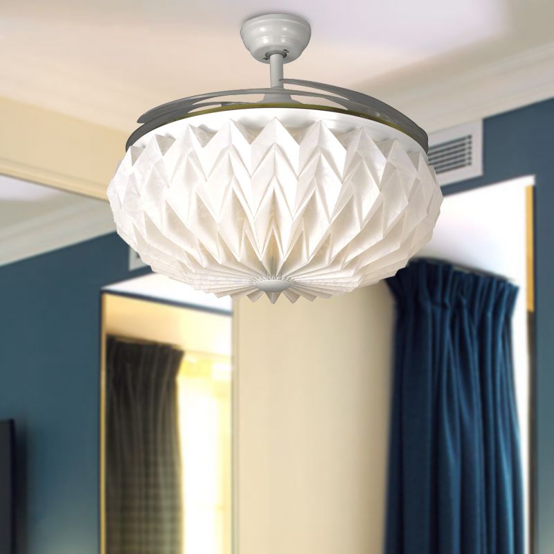 Acrylschale 4 Klingen Deckenventilator Leuchtturm Moderne Wohnzimmer LED Semi Flushmount in Weiß mit Wand/Fernbedienung, 36 "breit