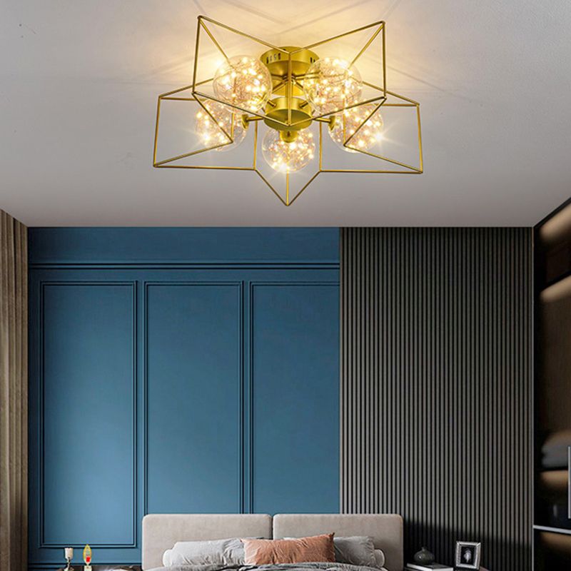 Modern Simple Iron Ceiling Light Geometry Shape Ceiling Lamp for Bedroom