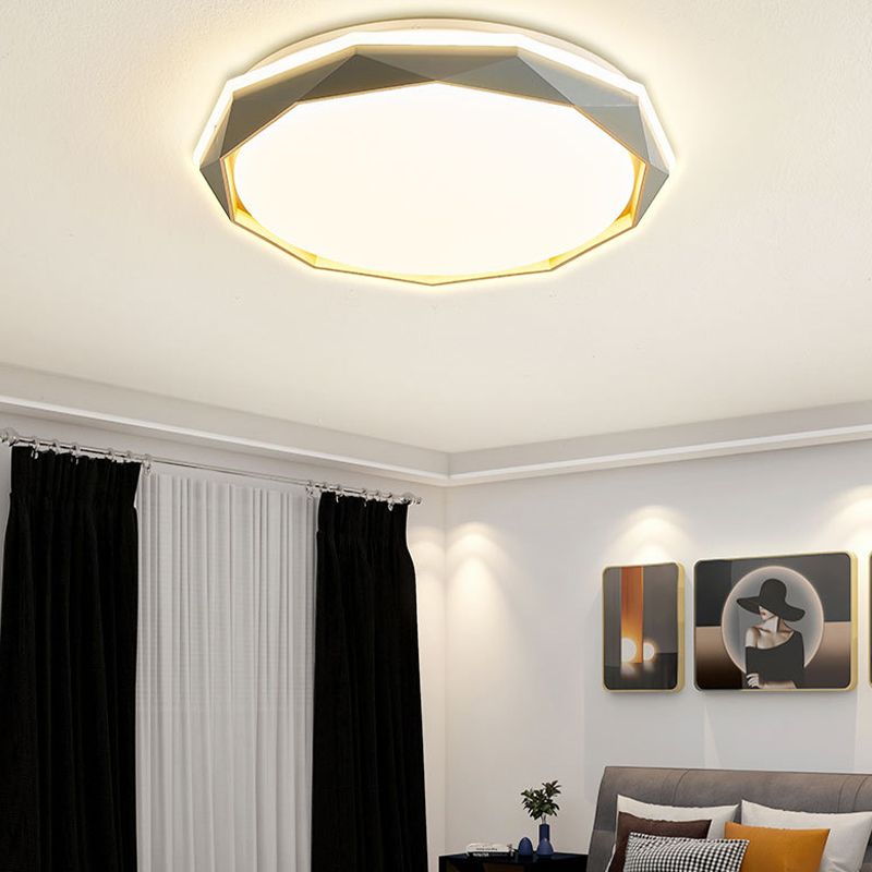 Drum Flush Mount Fixture Contemporary Metal 1 Light Flush Light