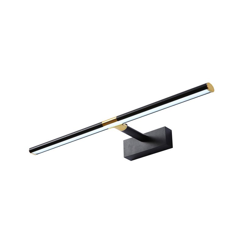 Single Light Linear Shade Wall Sconce Modern Style Metal Mirror Wall Lighting in Black