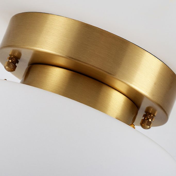 Lámpara de techo cilíndrica de cristal de estilo tradicional, placa de techo de latón, accesorio de iluminación mini para dormitorio de 1 luz