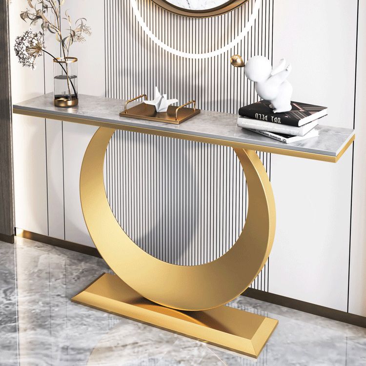 Glam Rectangle Console Table 31.5" Tall Stone Accent Table for Hall