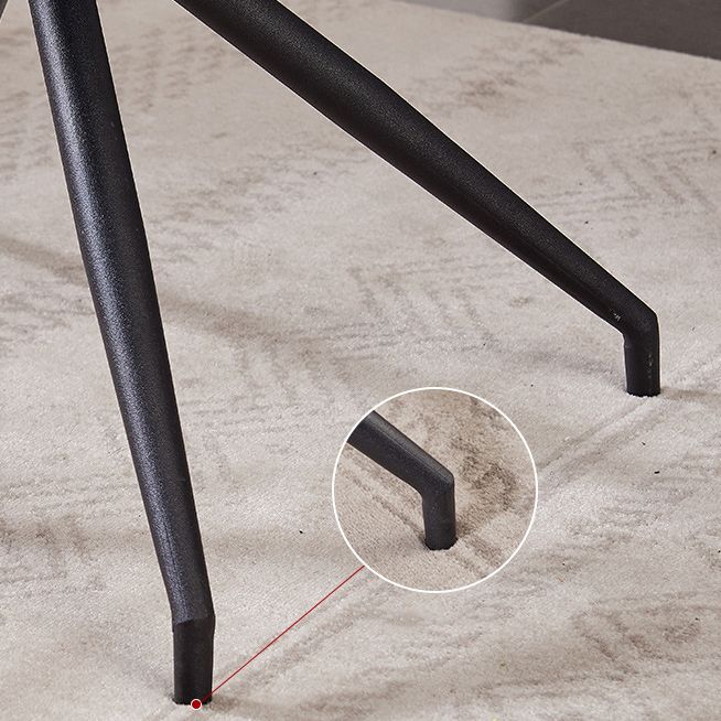 Sillas laterales tapizadas con silla de comedor sin brazo de cuero con patas de metal