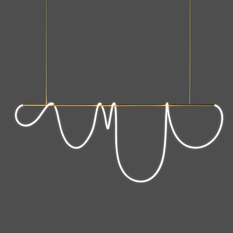 Modern Style Linear Shape Island Light Metal 1 Light Island Lighting Idea in Gold