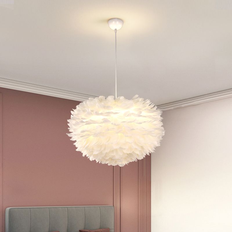 Lumo a pendente a pendente di piuma a LED a LED a LED moderna moderna per camera da letto