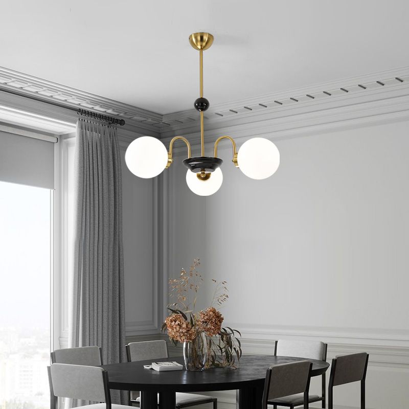 Round Glass Hanging Light Fixture Nordic-Style Chandelier Light Fixture for Dinning Room