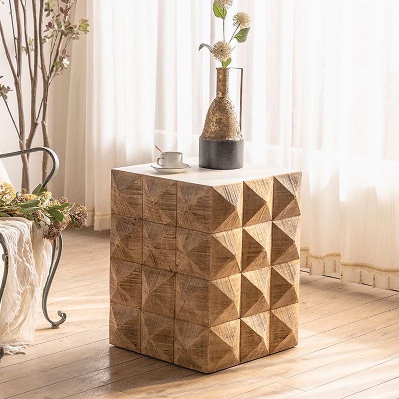 Rustic End Slide Table Living Room Distressed Brown Solid Wood Accent Side Table