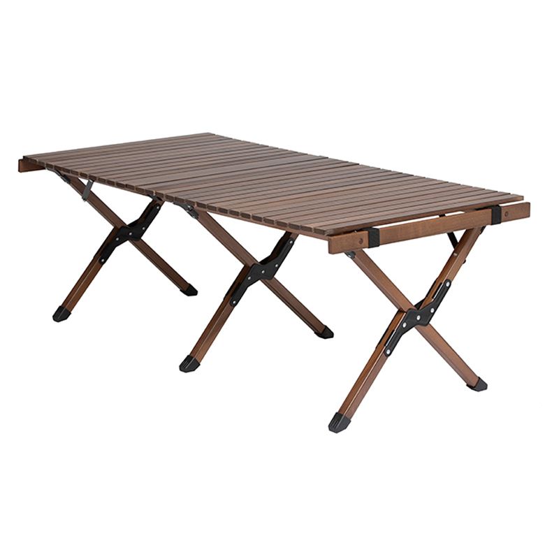 Solid Wood Camping Table Industrial Brown Rectangle Foldable Table