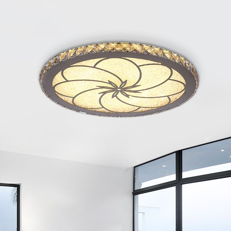 Lampada da soffitto da incasso Blossom. Apparecchio di illuminazione a LED in cristallo semplice inserito in cromo
