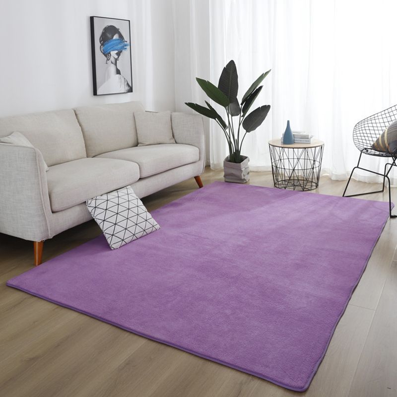 Simple Living Room Rug Multi-Color Solid Color Carpet Cotton Anti-Slip Backing Easy Care Indoor Rug