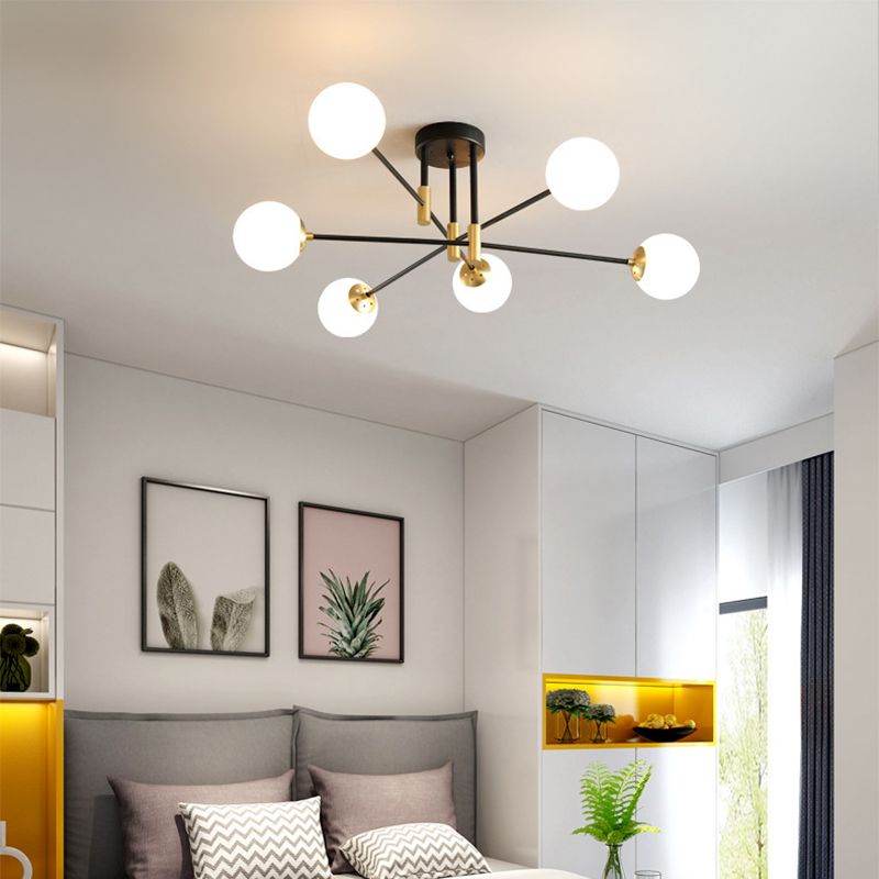 Plafondlamp in Scandinavische stijl, ronde glazen inbouwplafondlamp voor slaapkamer
