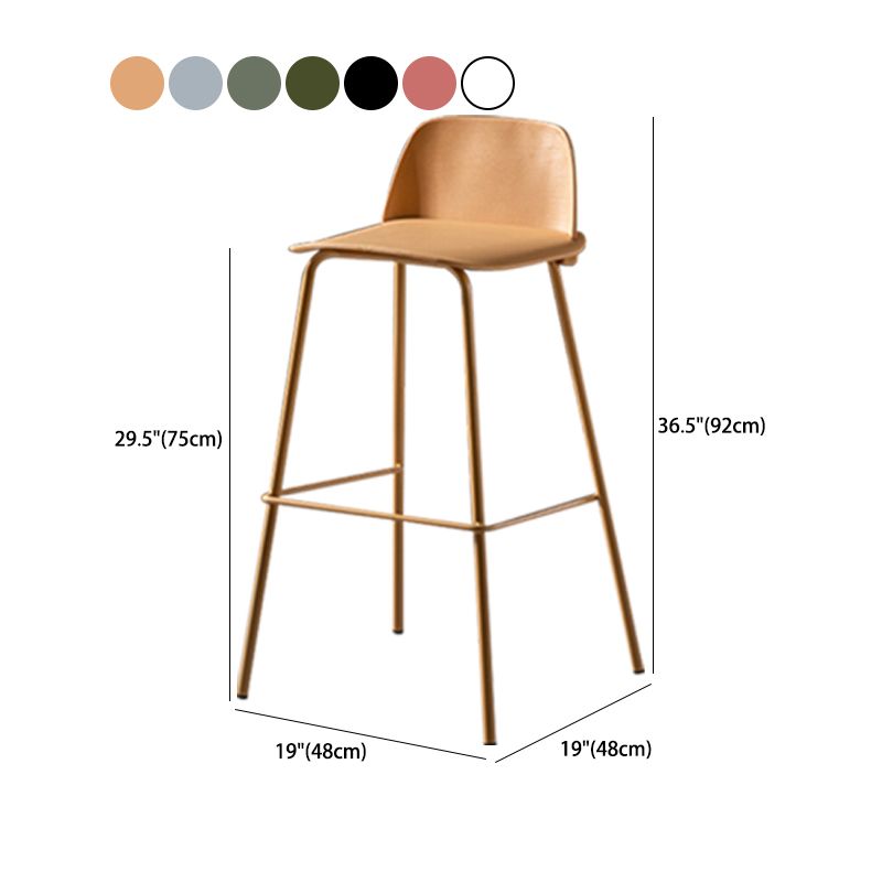 Scandinavian Plastic Bar Stools Low Back Armless Barstool with 4 Iron Legs