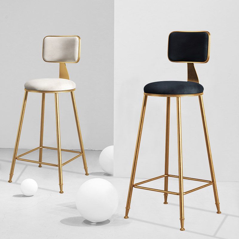 Glam Metal Upholstered Barstool Bristol Bar Stool with Iron Legs and Cushion Low Back