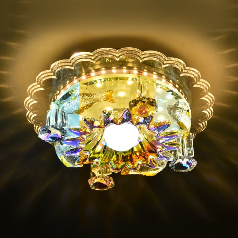 5-Light Flush Mount Leuchtenbefestigung Minimal Rund/Quadratisch Klare Kristall Deckenmontage mit Blumengattung