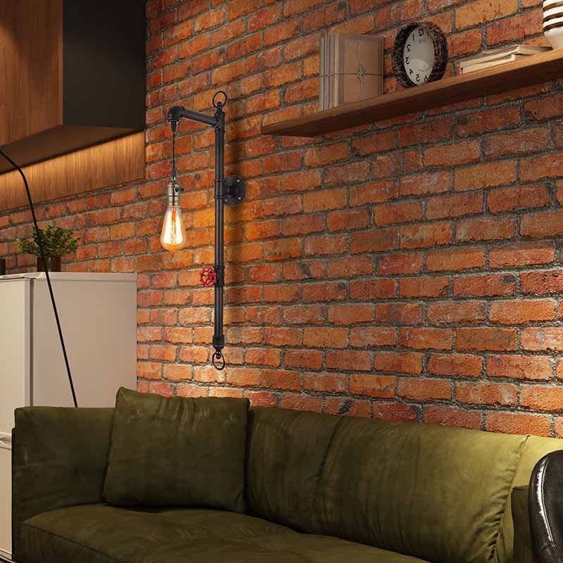 Contemporary Adjustable Wall Sconce Metal Pipe Shape Vanity Lamp for Bathroom