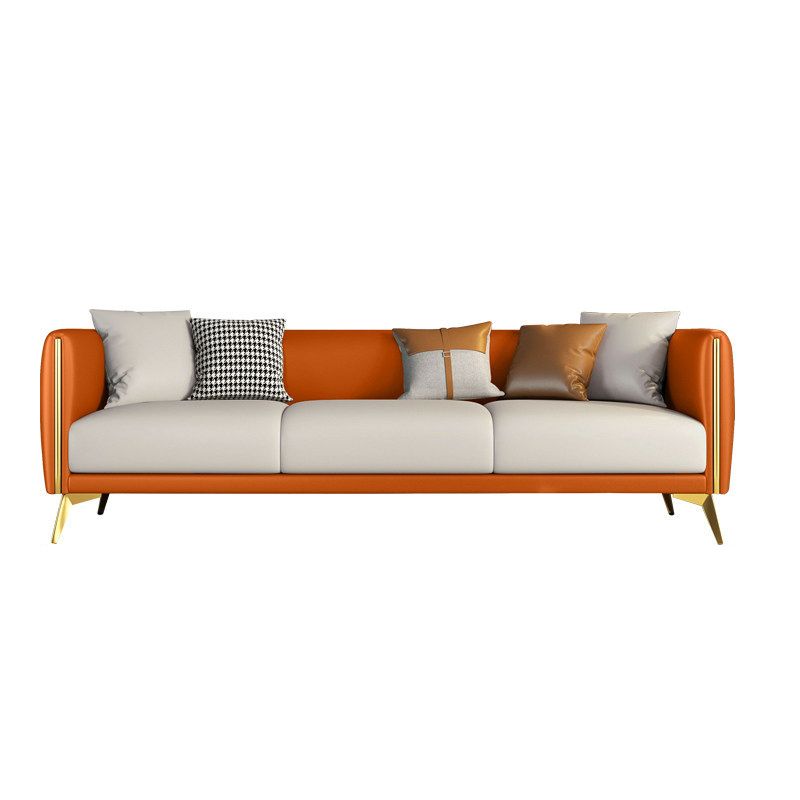 Faux Leather Sofa 80.31" W x 29.52" D x 25.98" H Tuxedo Arm Sofa for Living Room