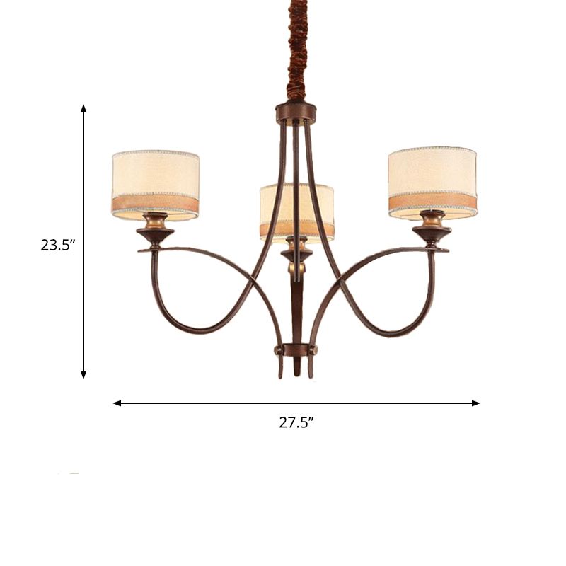 Abbronzatura leggera 3/6 luci a pendente lampadario in tessuto classico tamburo appeso per soggiorno