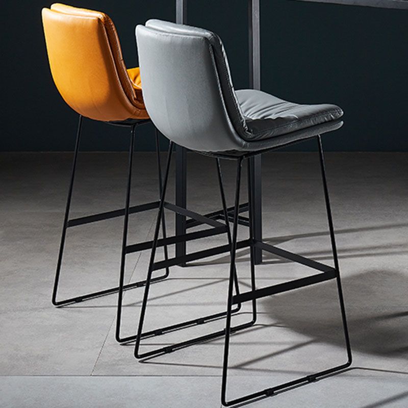 Scandinavian Matte Finish Leather Barstool Restaurant Upholstered Stool