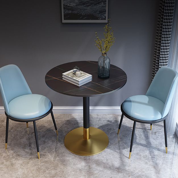 Metal Traditional Luxury Round Dining Table for Home Sintered Stone Table with Pedestal