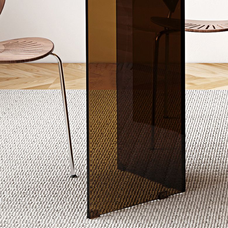 Table à manger en verre trempé, Base à Double piédestal, Table de forme libre pour la maison