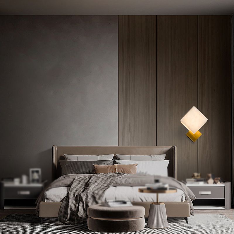 Metal Square Shape Wall Lighting Modern Style 1 Light Wall Light Sconce in Gold