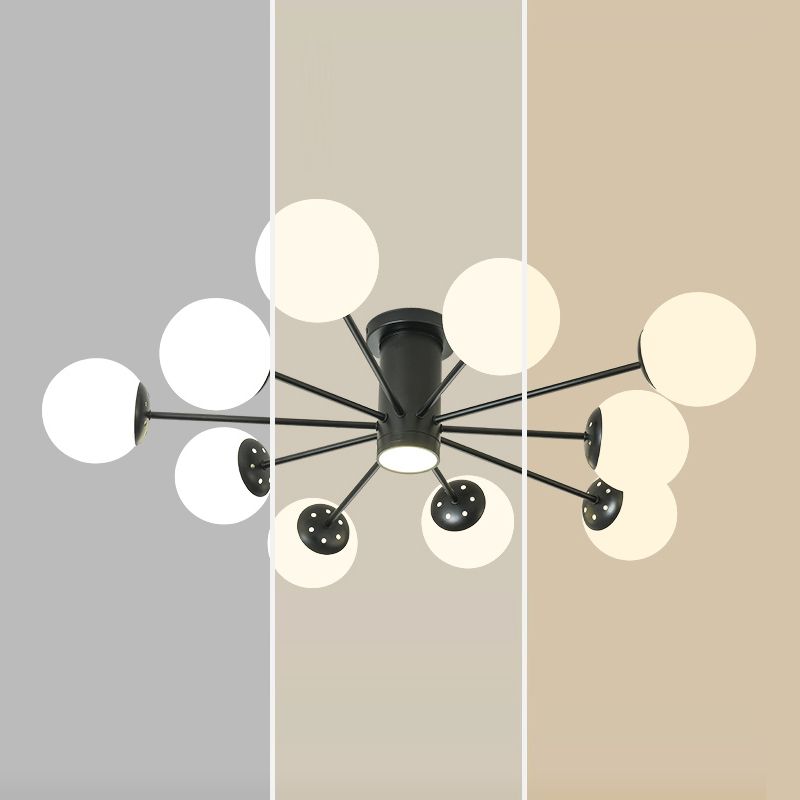 Nordic Ceiling Light Hand-Blown Glass Ball Shaped Semi Flush Mount Spotlight