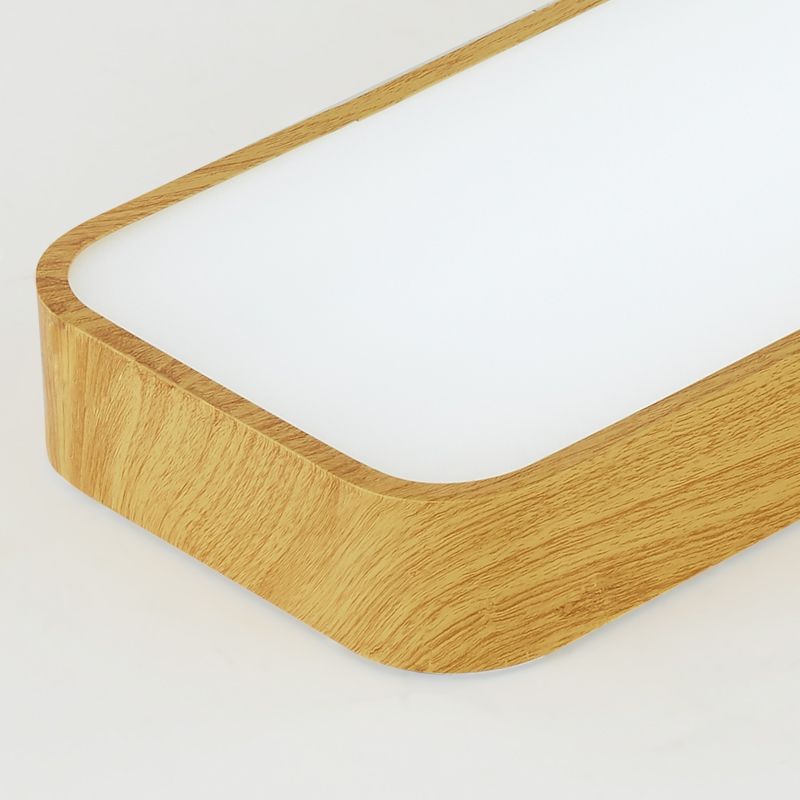 Light-Wood Grain Rectangle Flush Lamp Minimalistic LED Aluminum Flush Mount Ceiling Light