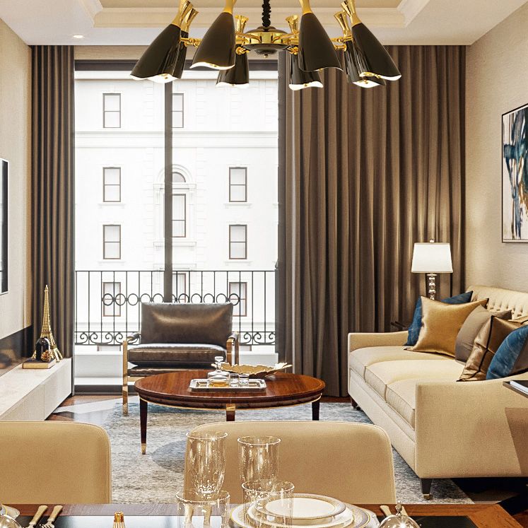 Trompeta negra colgante colgante de la lámpara de metal contemporánea accesorio de iluminación