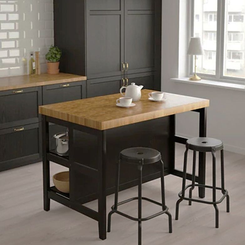 Industrial Stationary Kitchen Island table Metal Rectangular Kitchen Island table