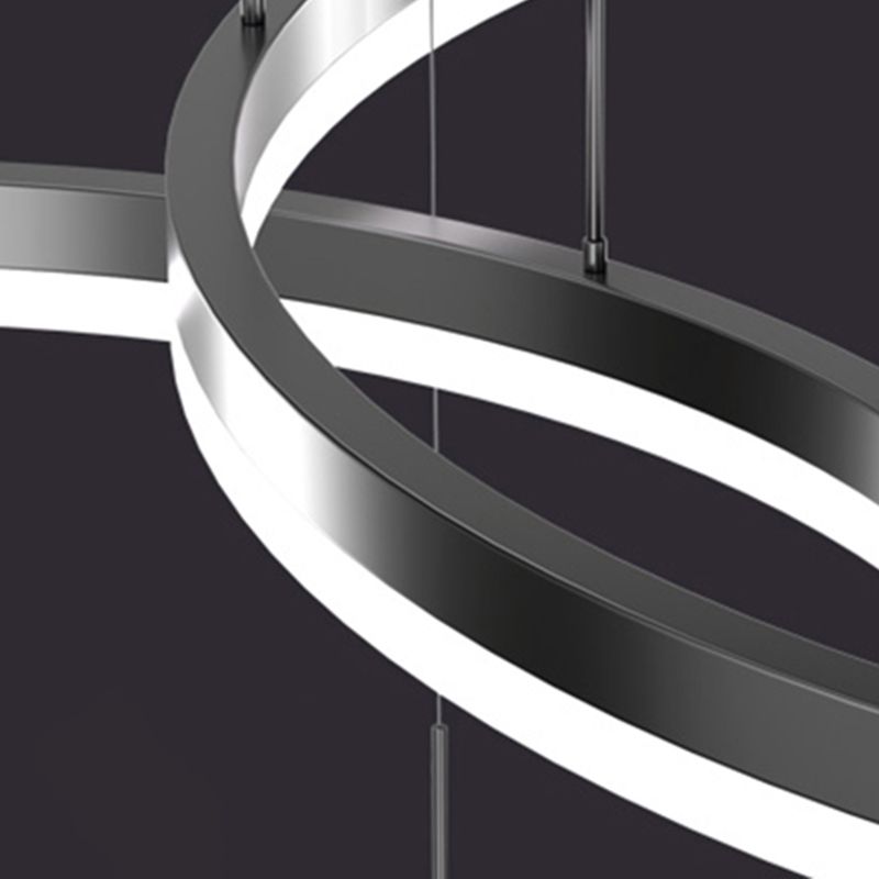 Metal Circle Pendant Chandelier Minimalist Black LED Pendant Light for Living Room