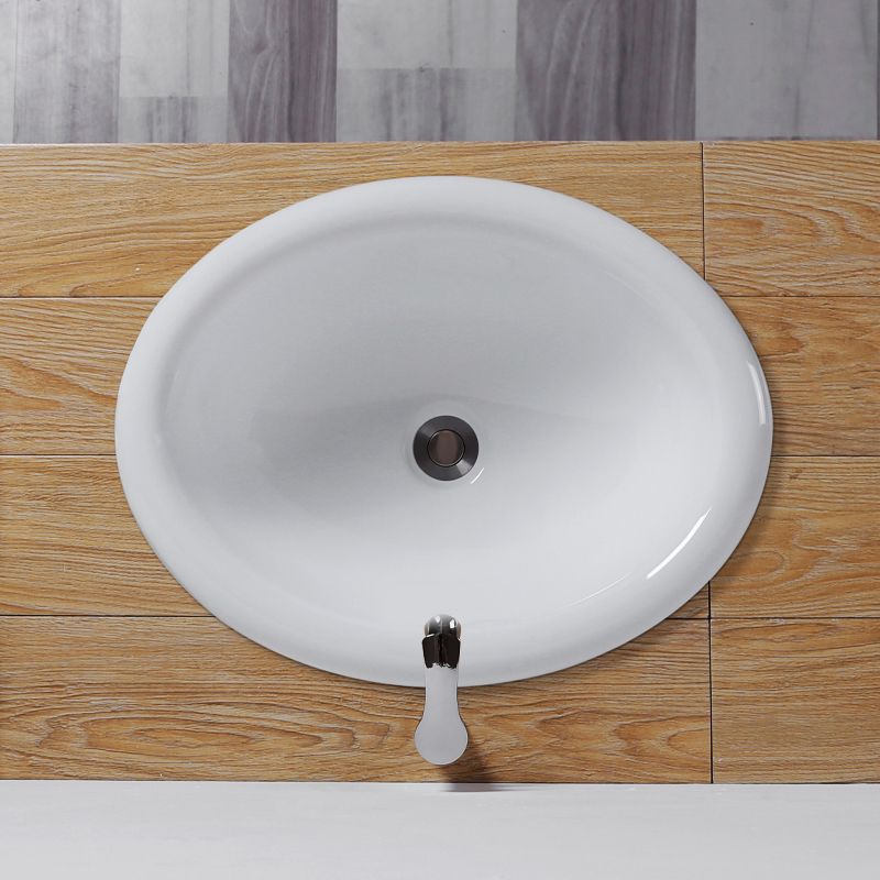 White Drop-in Bathroom Sink Porcelain Wash Stand with Shut-Off Valve