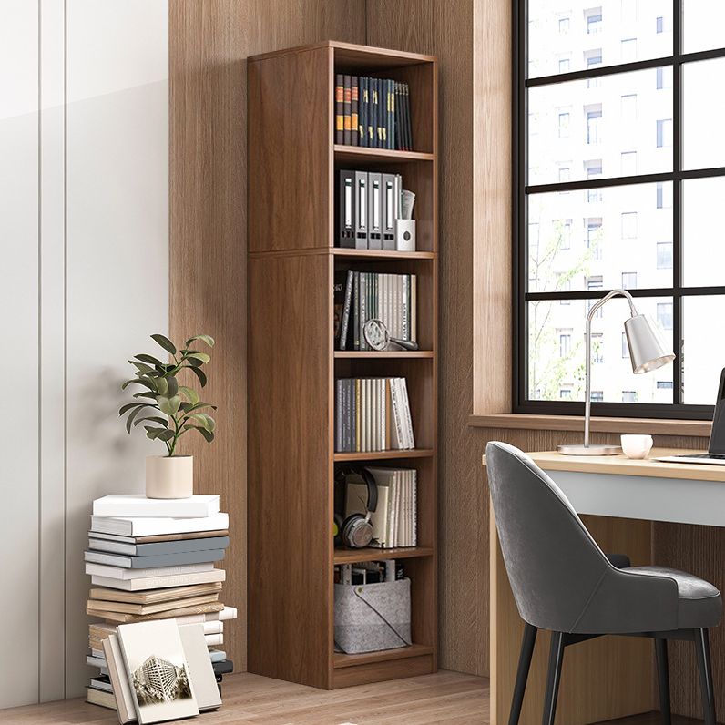 Brown Modern Style Bookshelf Closed Back Wood Bookcase for Home